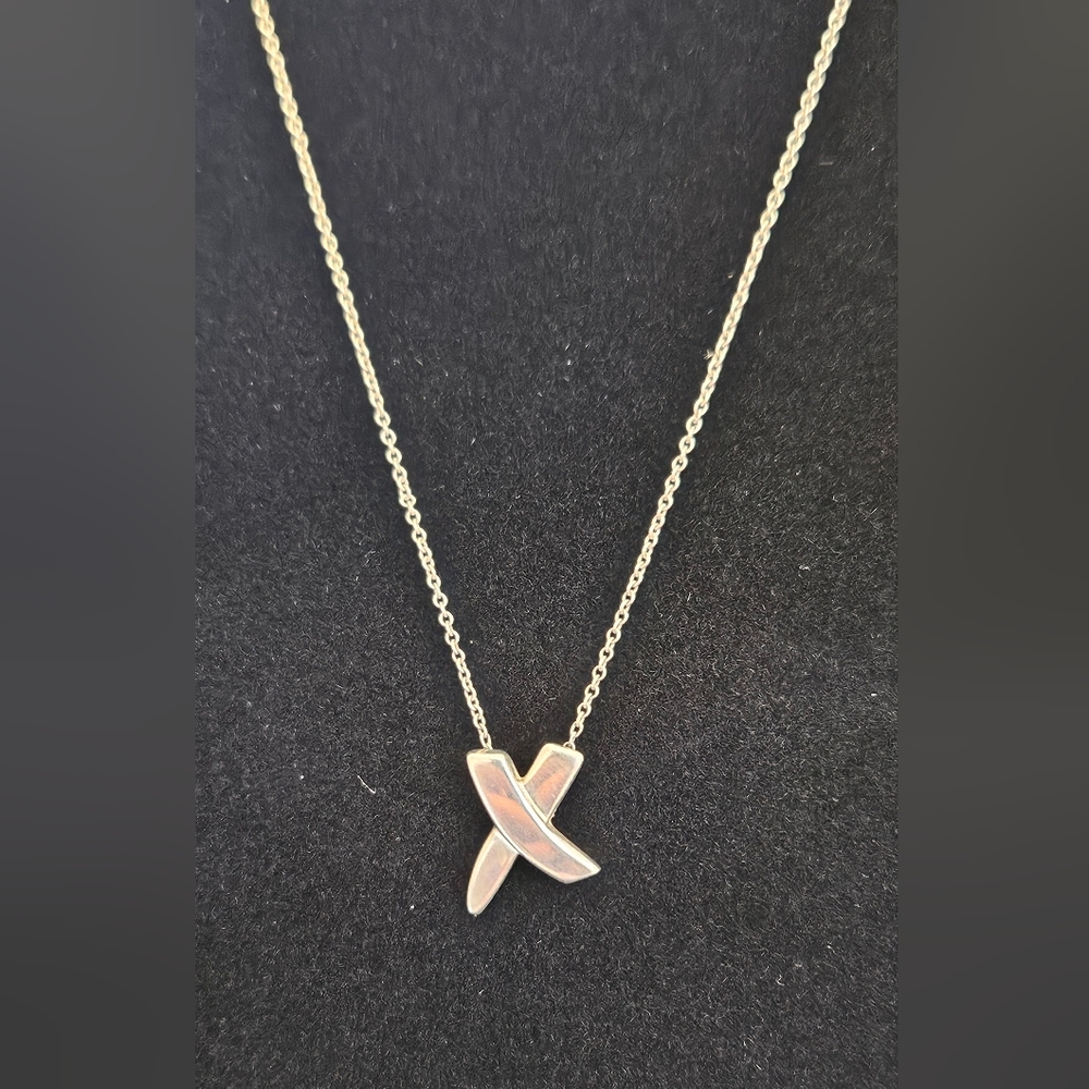 Tiffany & Co .925 Silver X Necklace 16"
